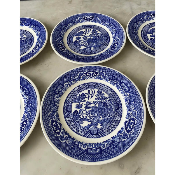 Vintage Blue Willow Bread Plates - Set of 6, Willow Ware Royal China
