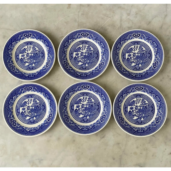 Vintage Blue Willow Bread Plates - Set of 6, Willow Ware Royal China