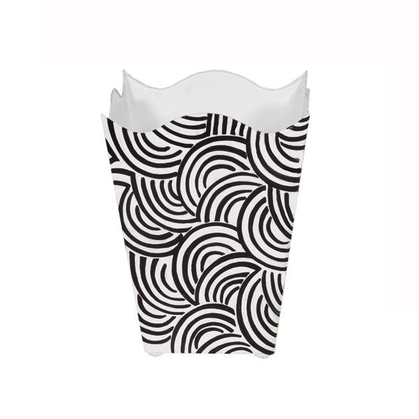 Breaker Handpainted Scalloped Edge Oval Metal Waste Basket - 4 Color Options