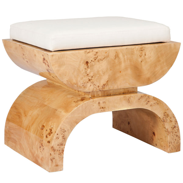 Biggs Modern Stool w/Linen Cushion - Burlwood or Black