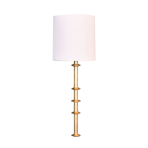 Blake Gold Leaf Wall Sconce w/White Linen Shade