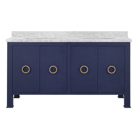 Blanche Double Sink Navy Linen Bath Vanity