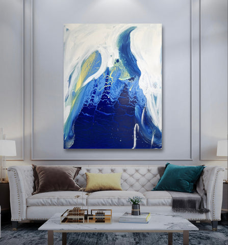Matthew Izzo Oil Painting on Canvas, Titled Blue Fire