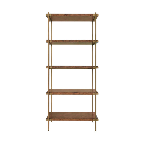Harris Dark Burlwood & Antique Brass Etagère