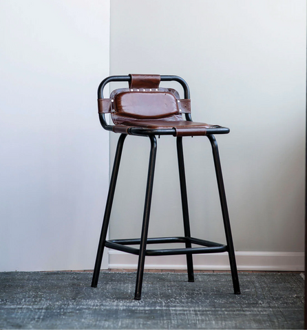 Nova Leather Stool - Matthew Izzo Collection - Matthew Izzo Home