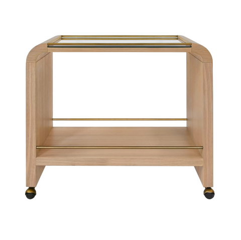 Worlds Away Myer Bar Cart - Natural Oak