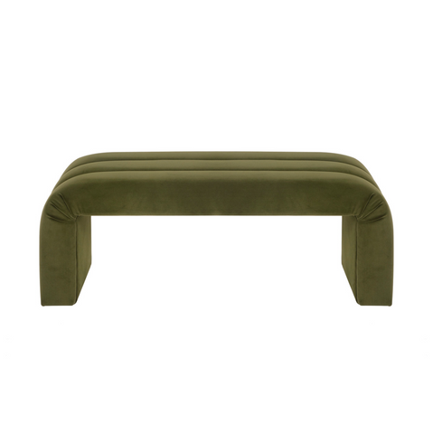 Worlds Away Mercer Channeled Bench - Olive