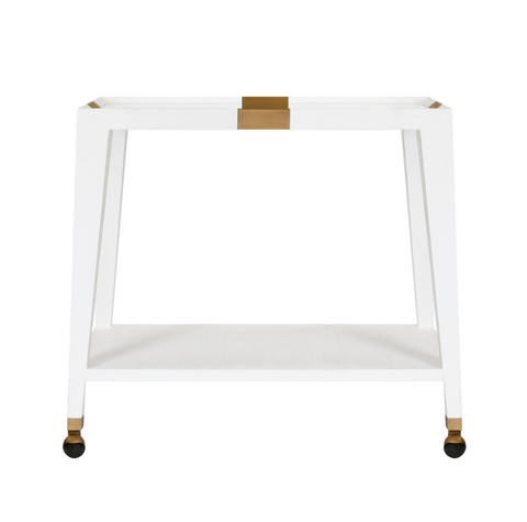 Linus Two Tier Flared Bar Cart - White Linen & Brass