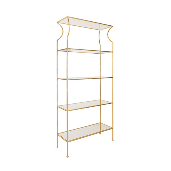 Dorothy Gold Leaf Etagère w/Glass Shelves