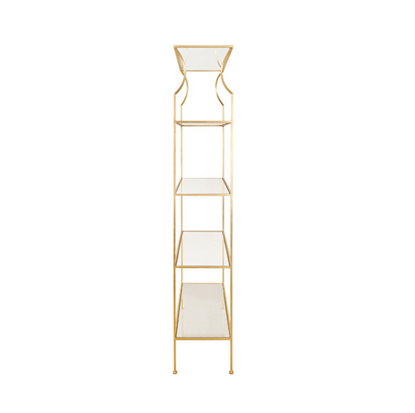 Dorothy Gold Leaf Etagère w/Glass Shelves