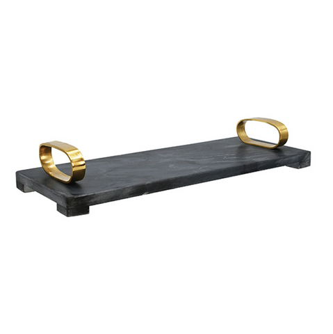 Worlds Away Tadeo Black Marble Tray