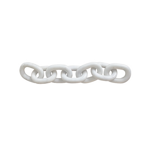 Worlds Away Tabi White Marble Chain Link Object