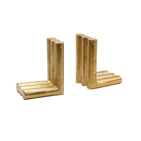 Worlds Away Pipey Textured Brass Bookends