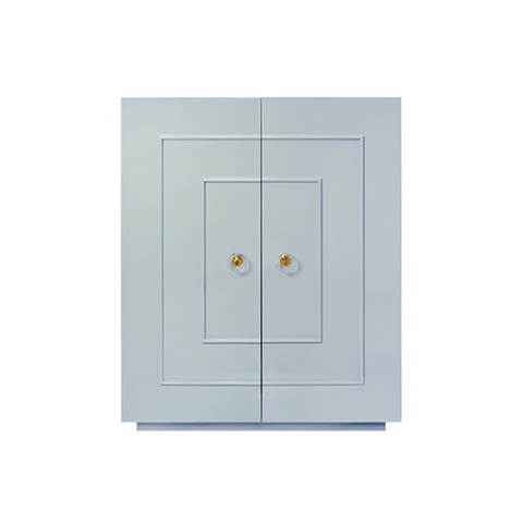 Judd Light Blue Storage Cabinet with Acrylic and Brass Knobs
