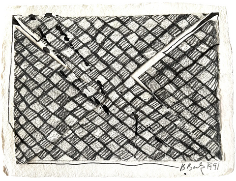 Barbara Beck Black Paint and Graphite Painting on Paper 1991 - Signed/Dated