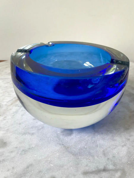 Vintage Blue Sommerso Murano Glass Ashtray