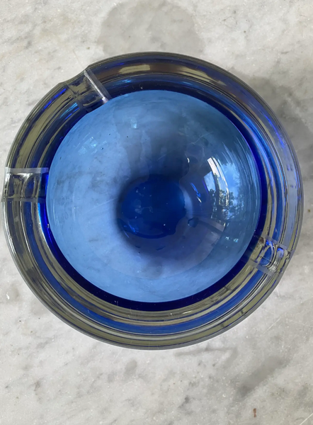 Vintage Blue Sommerso Murano Glass Ashtray