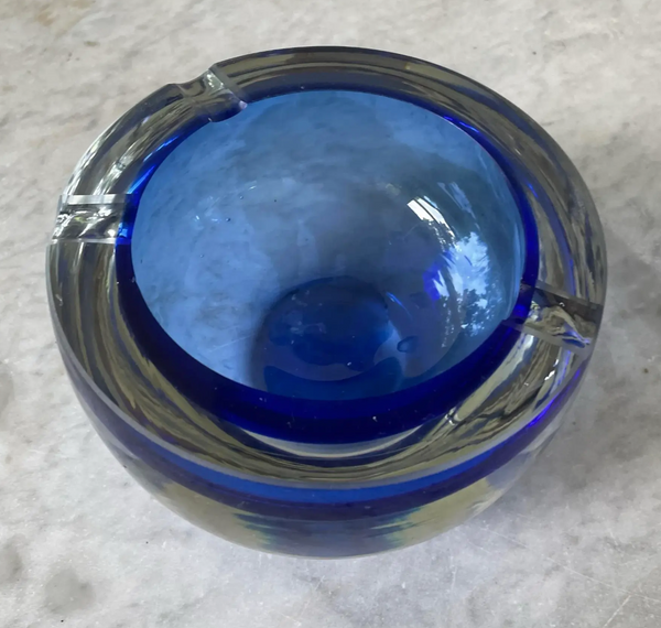 Vintage Blue Sommerso Murano Glass Ashtray