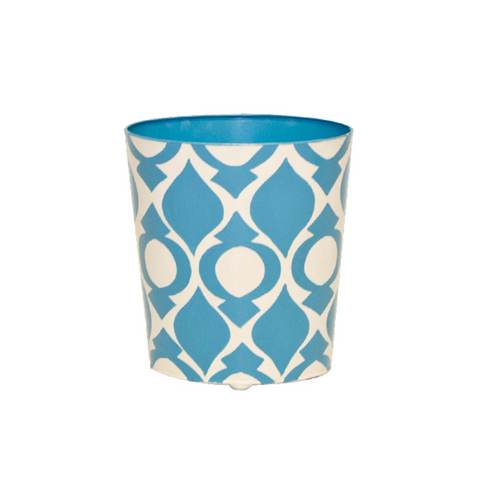 Peacock Handpainted Oval Metal Wastebasket