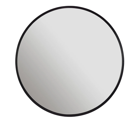 Pur 36" Round Industrial Thin Black Framed Wall Mirror