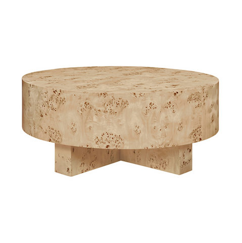 Oslo Light Burlwood Low Round Coffee Table