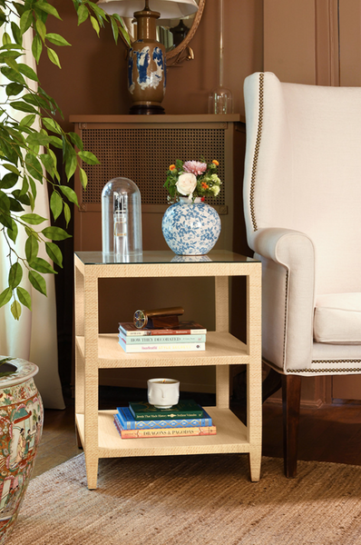 Amie Natural Grasscloth Side Table