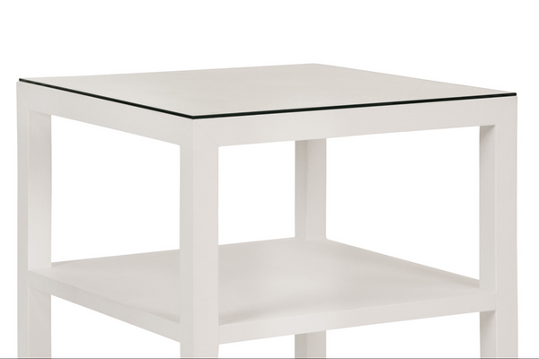 Amie Textured White Linen Side Table