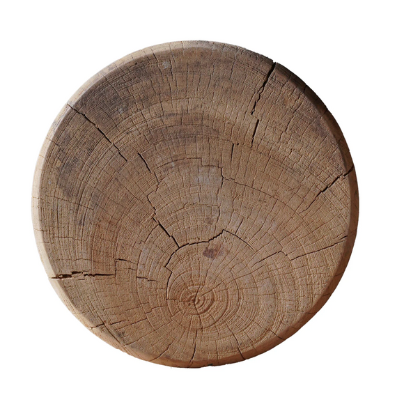 Ribbed Teak Wood Side Table