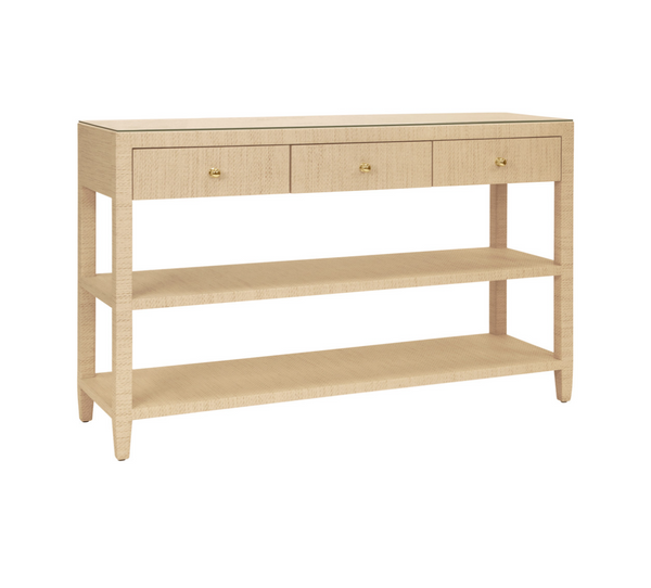 Briar Natural Grasscloth Three Drawer Console Table