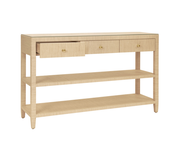 Briar Natural Grasscloth Three Drawer Console Table