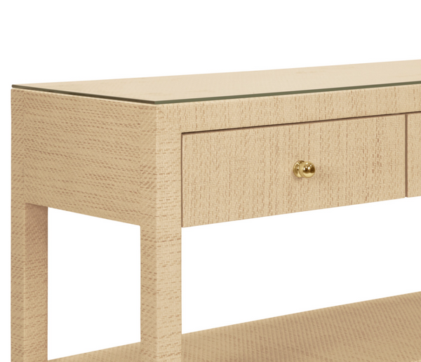 Briar Natural Grasscloth Three Drawer Console Table