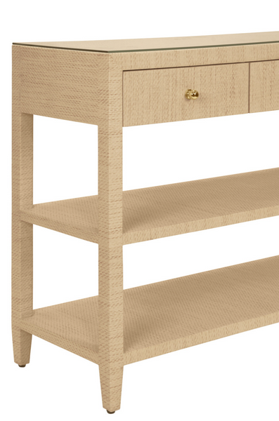 Briar Natural Grasscloth Three Drawer Console Table
