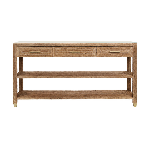 Cassie Wrapped Rope Three Drawer Console Table