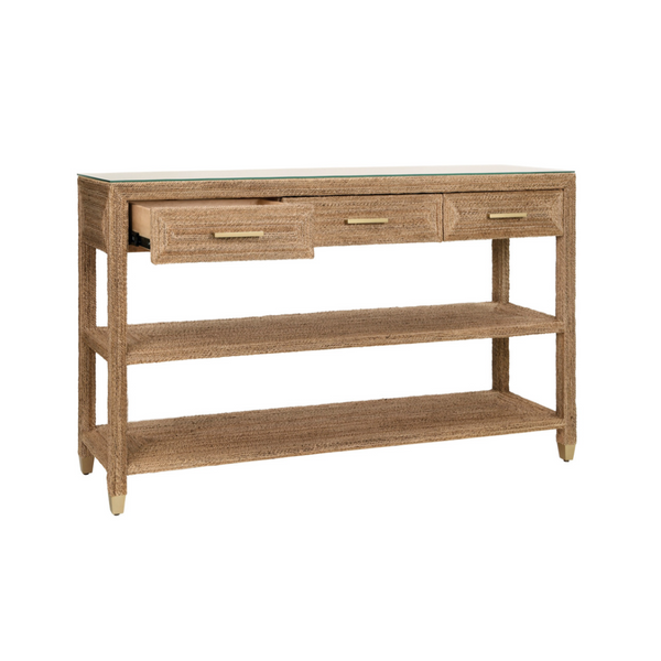 Cassie Wrapped Rope Three Drawer Console Table