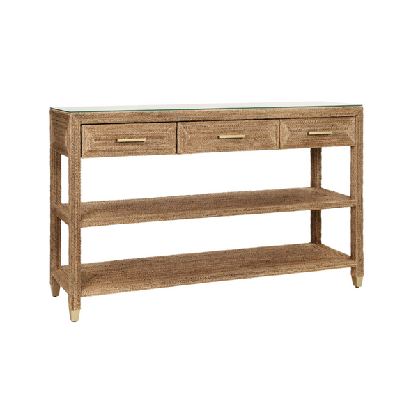 Cassie Wrapped Rope Three Drawer Console Table