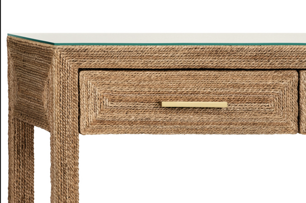 Cassie Wrapped Rope Three Drawer Console Table