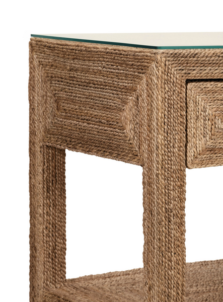Cassie Wrapped Rope Three Drawer Console Table