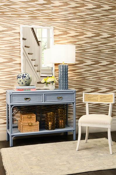 Cece Light Blue Glaze Scalloped Ceramic Table Lamp