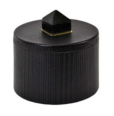 Denver Black Round Faux Leather Container