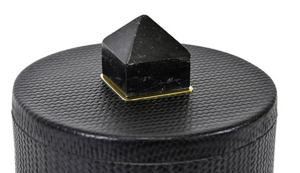 Denver Black Round Faux Leather Container