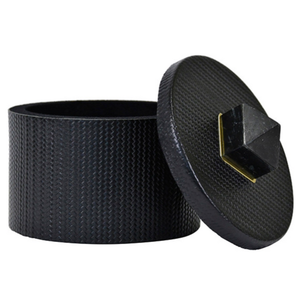 Denver Black Round Faux Leather Container