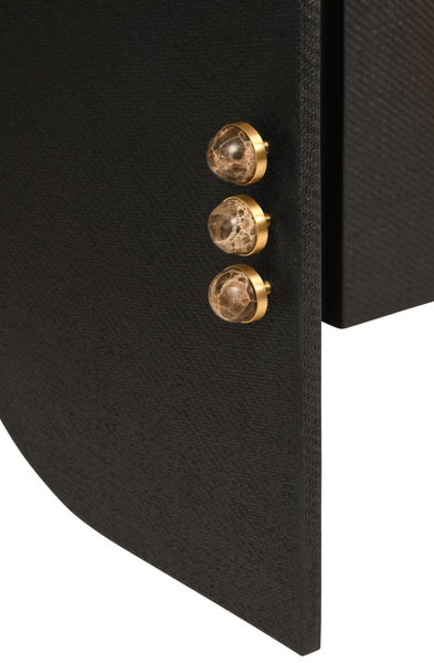 Deluca Black Grasscloth Four Door Buffet