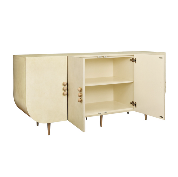 Deluca Faux Parchment Four Door Buffet