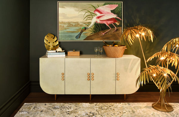 Deluca Faux Parchment Four Door Buffet