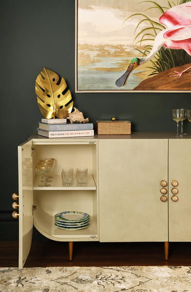 Deluca Faux Parchment Four Door Buffet
