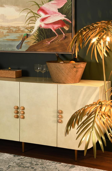 Deluca Faux Parchment Four Door Buffet