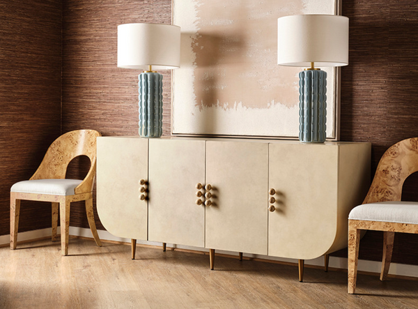 Deluca Faux Parchment Four Door Buffet