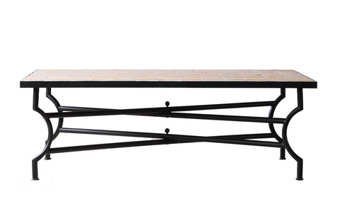 Moroccan Zellige Tile Coffee Table - Yellow and White Stripes