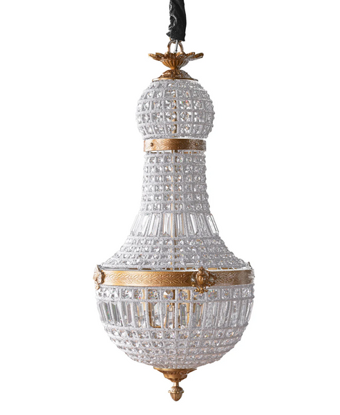 Bezier Glass Bead Chandelier with Antique Brass Detail - Four Size Options