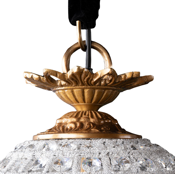 Bezier Glass Bead Chandelier with Antique Brass Detail - Four Size Options